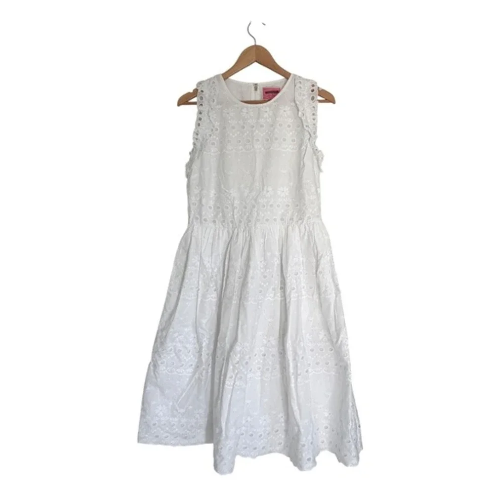 Kate Spade New York‎ Casual Spade Eyelet Midi Dress Crisp White Cotton 12